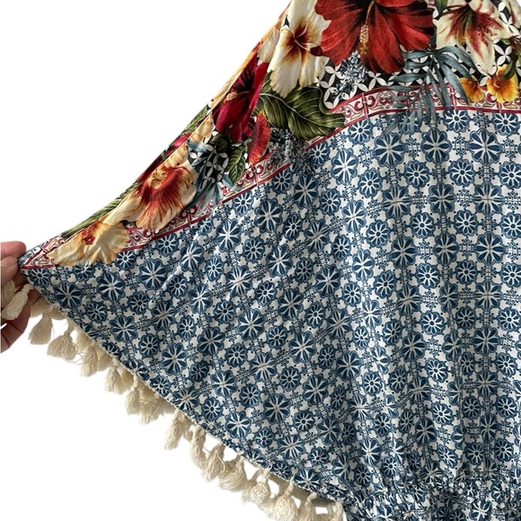 Farm Rio De Janeiro by Anthropologie women's floral tassel romper Size L - Picture 7 of 10